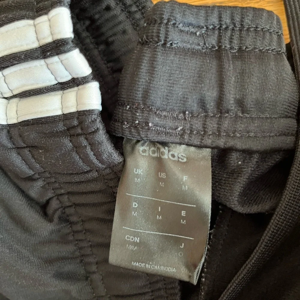 Adidas Black Joggers with White Stripes